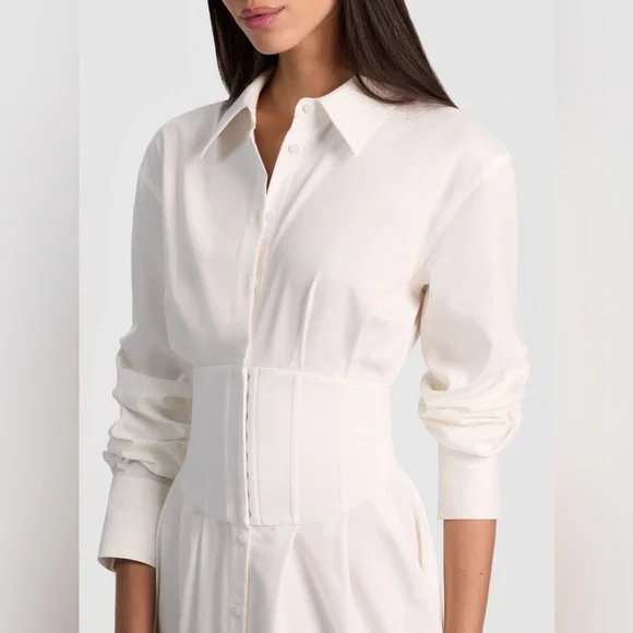 Alice Olivia EDIE CORSET BUTTON DOWN MIDI DRESS $550 NEW without tag - Picture 6 of 11